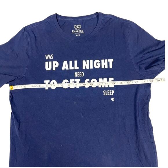 Express T-Shirt Blue Short Sleeve Up All Night To Get Some 100% Cotton Women's M - Picture 4 of 7